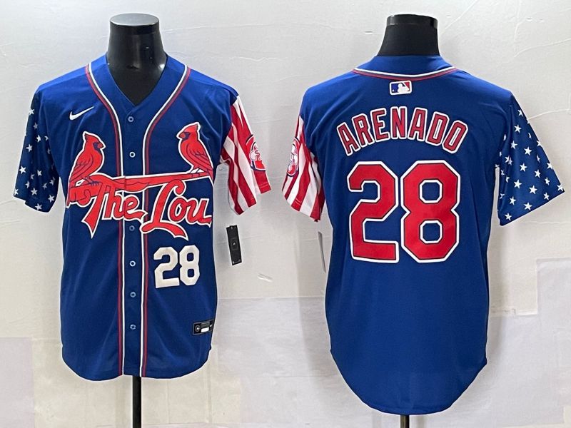 Men 2025 St.Louis Cardinals #28 Arenado Blue a generation of national flags Joint Name Nike MLB Jersey style 3->st.louis cardinals->MLB Jersey